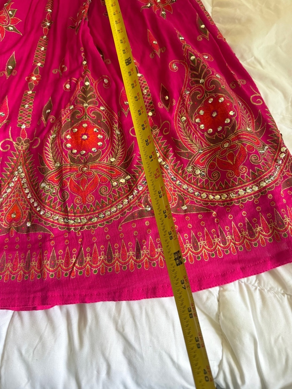 Women's Pink Embellished and embroidered Jaipuri Maxi Skirt - Picture 3 of 6